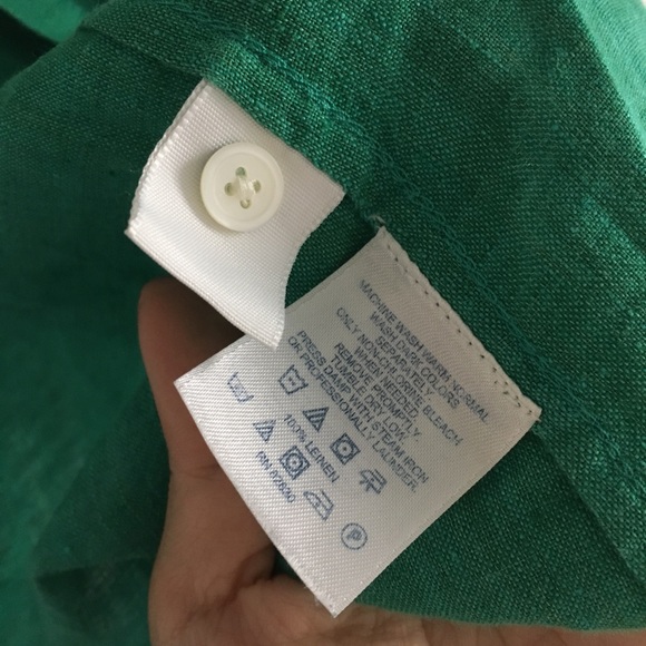 Lands' End 100% Linen Button Down Shirt Top - Picture 3 of 5